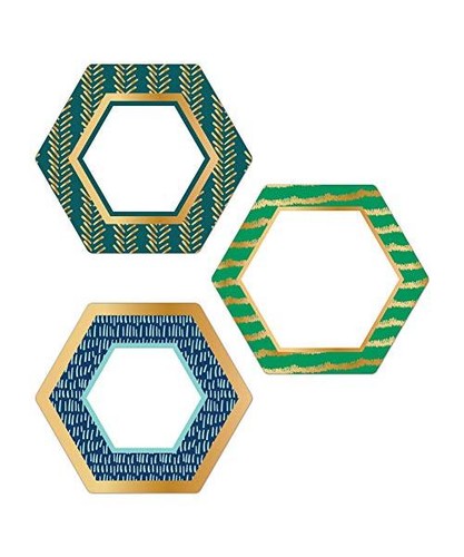 One world hexagons with - world, gold